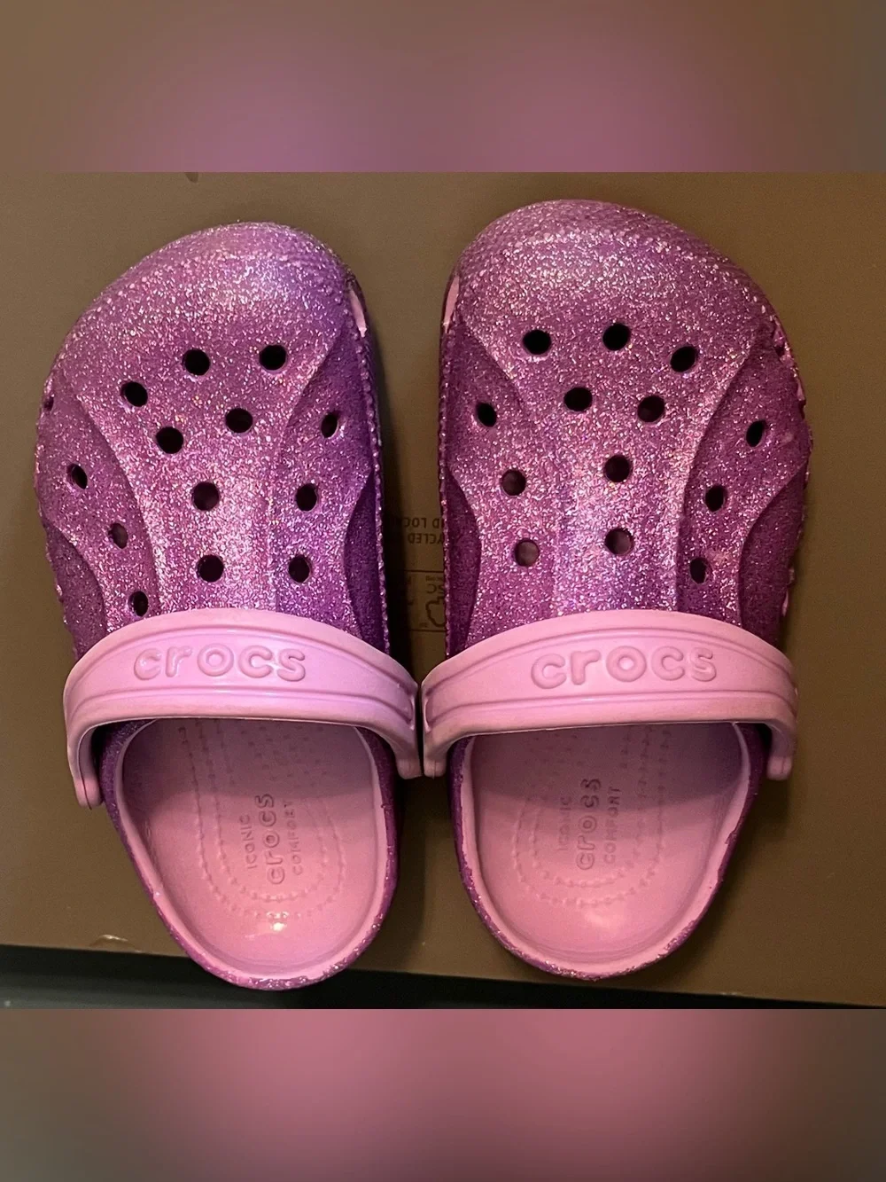 CROCS Kids' Glitter Clogs in Pink and Purple